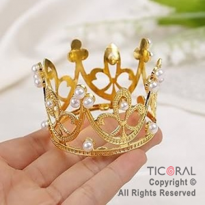 CORONITA MINI PARA DECORACION DE TORTAS ORO 5 CM DIAMETRO x 1